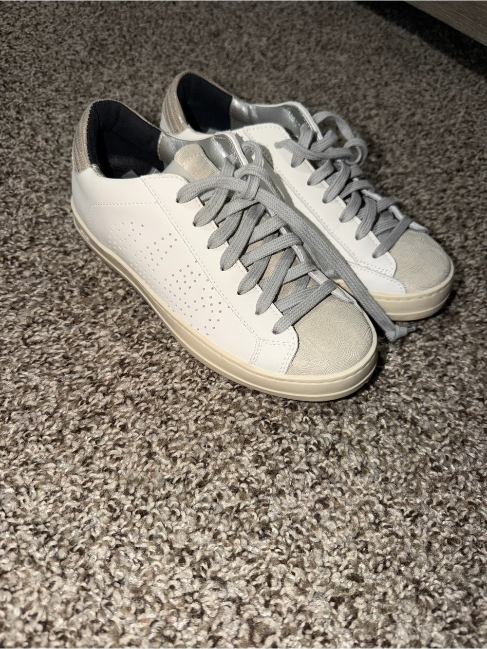 P448 Women's White and Gray Low-Top Sneakers